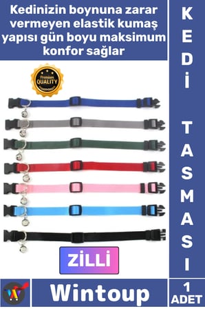 #KediTasması Ayarlanabilir Elastik Kumaş Desenli Konforlu Emniyet Klipsli Renkli Zilli Kedi Tasması