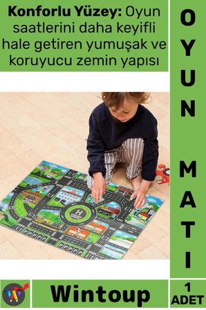 #OyunMatı Eğitici Katlanabilir Kaymaz Şık Dekoratif Araba Yolu Çocuk Oyun Matı Mutlu Şehir Hayatı