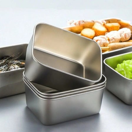 #Saklama Kabı 13.5 x 10.5 x 5 Cm Mutfak Gıda Güvenli Şık Metal Tasarım Paslanmaz Çelik Saklama Kabı