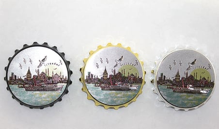 #Magnet Nostaljik Şık Dekoratif Buzdolabı Turistik Hatıra Şehir İstanbul Temalı Gazoz Kapağı Magnet
