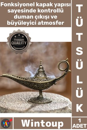 #Tütsülük Osmanlı Tarzı Nostaljik Metal Döküm Buhurdanlık Dekoratif Sihirli Lamba Tasarımlı Tütsülük