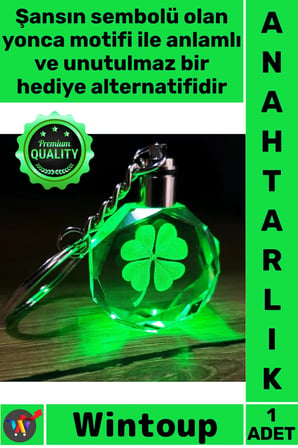 #Anahtarlık Hediye Işıklı Kristal Cam Lüks Estetik Şans Yonca Tasarımlı Renk Değiştiren Anahtarlık