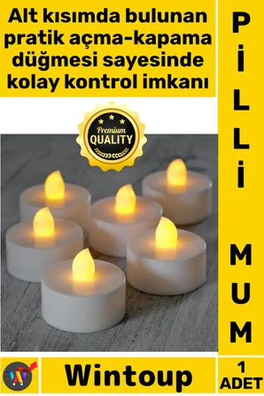 #Mum Dekoratif Led Işıklı Romantik Ambians Masa Süs Plastik Mini Saat Pili Uyumlu Pilli Tealight Mum
