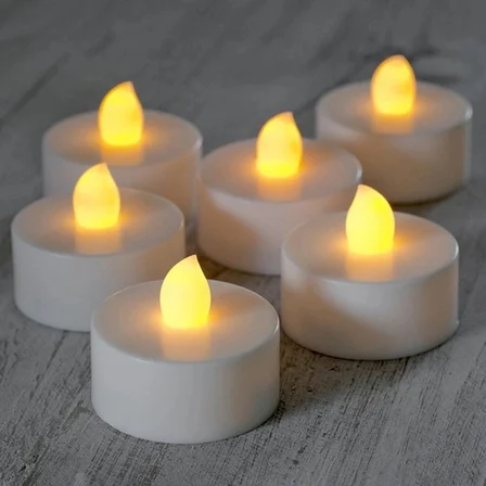 #Mum Dekoratif Led Işıklı Romantik Ambians Masa Süs Plastik Mini Saat Pili Uyumlu Pilli Tealight Mum
