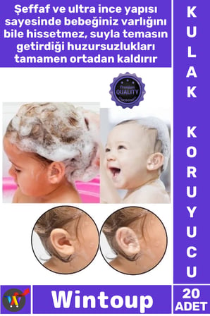 #KulakKoruyucu Pratik Şeffaf Su Geçirmez Yumuşak Yapışkan Duş Bebek Banyo Kulak Koruyucu Bant 20 Adt