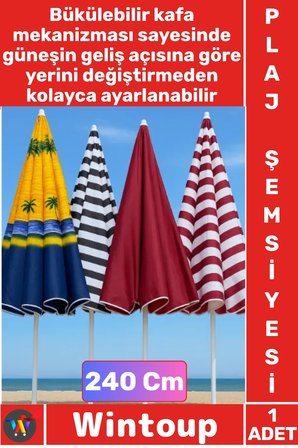 #PlajŞemsiyesi Dayanıklı Metal Gövde Korumalı Şık Kamp Bahçe Balkon Plaj Şemsiyesi 240 Cm Büyük Boy