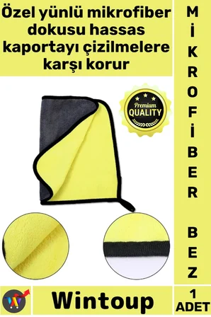 #Bez Lüks Model Yüksek Emici Çizmez Çift Katlı Kalın Yünlü Mikrofiber Araba Temizlik Bezi 50 x 70 Cm