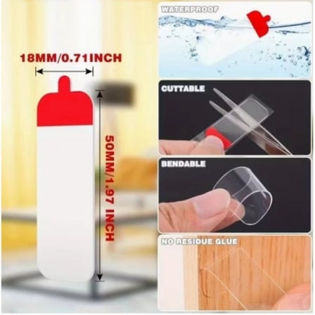 #Bant Şeffaf Nano Montaj Sabitleme 60 Parça Kolay Açılır Güçlü Çift Taraflı Bant 18 Mm x 50 Mm