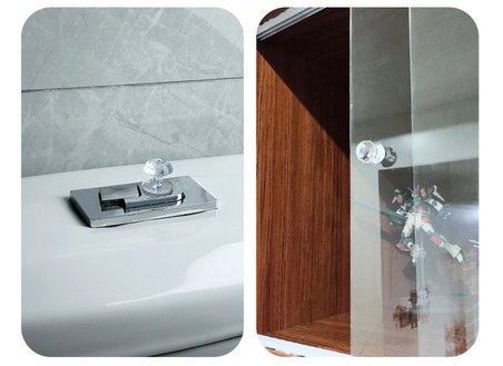 #Buton Dekoratif Şık Dolap Kulp Sifon 4 Adet Kristal Tasarımlı Çok Amaçlı Yapışkanlı Tutacak Buton