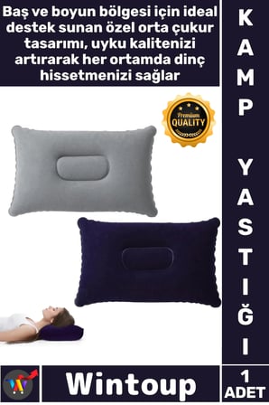#KampYastığı Portatif Boyun Destekli Seyahat Tipi Ergonomik Kadife Yüzey Şişme Kamp Yolculuk Yastığı