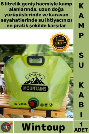 #KampKabı Sızdırmaz Portatif Karavan Kamp Doğa 8 Litre Katlanabilir Taşıma Kulplu Musluklu Su Kabı