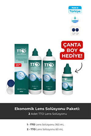 TTO Lens solüsyonu 360 ml 2'lİ set+TTO 60 ml lens solüsyonu hediye