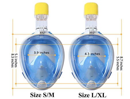 Full Face Şnorkel Dalış Maske Tam Yüz Anti-Sis ve Sızıntı S/M