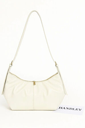 Lüks Deri Görünümlü Omuz ve Kol Çantası Pileli