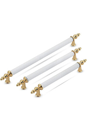 Tuana Rustik Alüminyum Metal Lüks Modern Mobilya Çekmece Mutfak Dolabı Kulpu Beyaz-Gold 96mm (10 Adet)