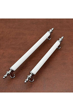 Tuana Rustik Alüminyum Metal Lüks Modern Mobilya Çekmece Mutfak Dolabı Kulpu Beyaz-Krom 224mm (10 Adet)
