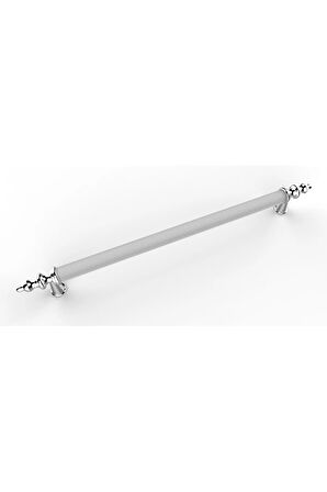Tuana Rustik Alüminyum Metal Lüks Modern Mobilya Çekmece Mutfak Dolabı Kulpu Beyaz-Krom 96mm (10 Adet)