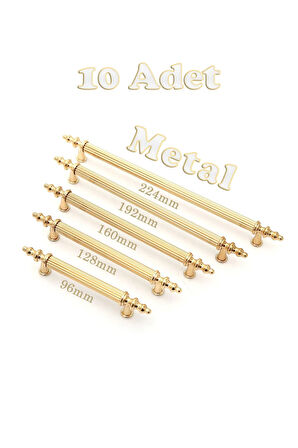 Tuana Rustik Alüminyum Metal Lüks Modern Mobilya Çekmece Mutfak Dolabı Kulpu Gold-Gold 192mm (10 Adet)