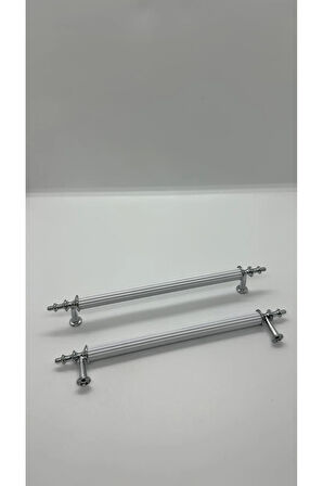 Tuana Rustik Alüminyum Metal Lüks Modern Mobilya Çekmece Mutfak Dolabı Kulpu Krom-Krom 192mm (10 Adet)