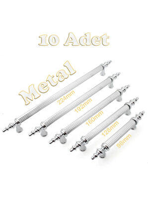 Tuana Rustik Alüminyum Metal Lüks Modern Mobilya Çekmece Mutfak Dolabı Kulpu Krom-Krom 96mm (10 Adet)