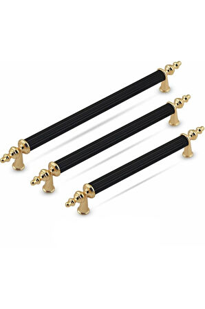 Tuana Rustik Alüminyum Metal Lüks Modern Mobilya Çekmece Mutfak Dolabı Kulpu Siyah-Altın 160mm