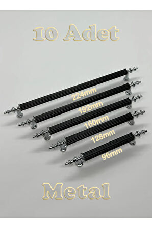 Tuana Rustik Alüminyum Metal Lüks Modern Mobilya Çekmece Mutfak Dolabı Kulpu Siyah-Krom 128mm (10 Adet)