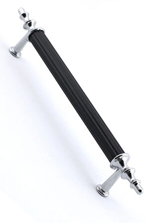 Tuana Rustik Alüminyum Metal Lüks Modern Mobilya Çekmece Mutfak Dolabı Kulpu Siyah-Krom 160mm (10 Adet)