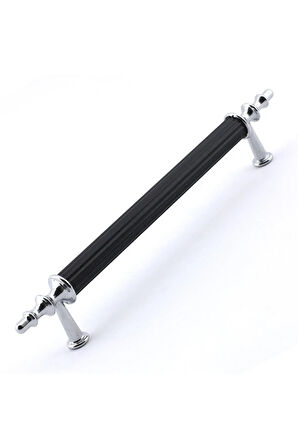 Tuana Rustik Alüminyum Metal Lüks Modern Mobilya Çekmece Mutfak Dolabı Kulpu Siyah-Krom 96mm (10 Adet)
