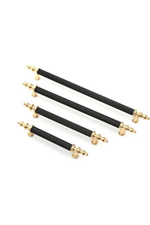 Tuana Rustik Alüminyum Metal Lüks Modern Mobilya Çekmece Mutfak Dolabı Kulpu Siyah-Gold 96mm (10 Adet)