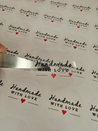 Hand Made With Love Şeffaf Etiket 70 adet Sticker-0025