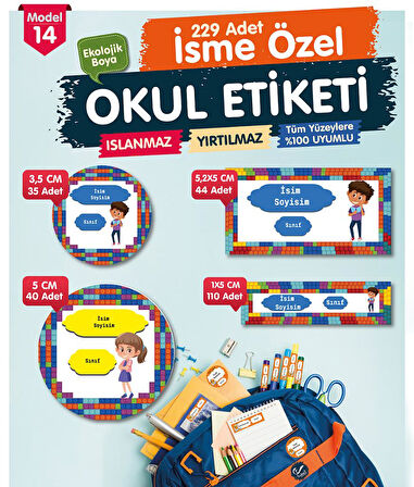 Okul Etiketi Kalem Defter Etiketi Özel İsim Yazılabilen Etiket- İsim Etiketi-OE14