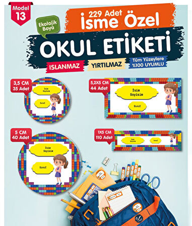 Okul Etiketi Kalem Defter Etiketi Özel İsim Yazılabilen Etiket- İsim Etiketi-OE13