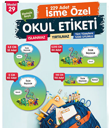 Okul Etiketi Kalem Defter Etiketi Özel İsim Yazılabilen Etiket- İsim Etiketi-OE29