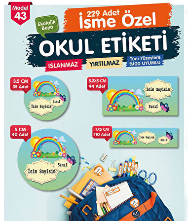 Okul Etiketi Kalem Defter Etiketi Özel İsim Yazılabilen Etiket- İsim Etiketi-OE43