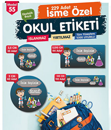 Okul Etiketi Kalem Defter Etiketi Özel İsim Yazılabilen Etiket Seti - İsim Etiketi-OE55