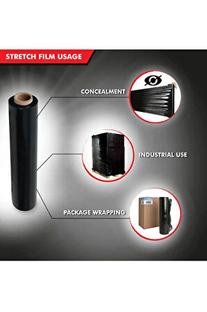 Siyah Palet Streç Film 50 cm 23 Micron 300 Metre ( 4 Adet )