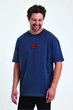 Lenithra Tupac Sırt Baskılı Unisex Oversize T-shirt Füme / XL