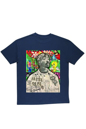Lenithra Tupac Sırt Baskılı Unisex Oversize T-shirt Füme / XL