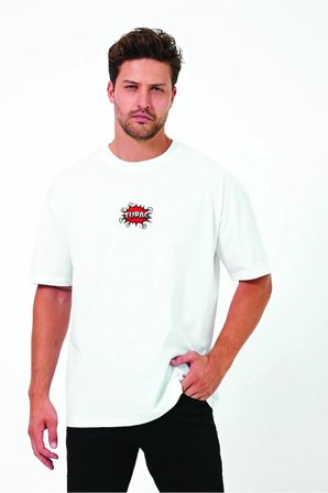 Lenithra Tupac Sırt Baskılı Unisex Oversize T-shirt Beyaz / XL