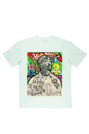Lenithra Tupac Sırt Baskılı Unisex Oversize T-shirt Beyaz / S