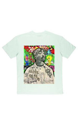 Lenithra Tupac Sırt Baskılı Unisex Oversize T-shirt Beyaz / L