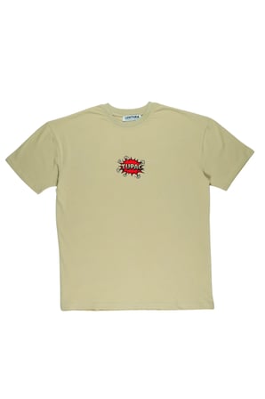 Lenithra Tupac Sırt Baskılı Unisex Oversize T-shirt Bej / 2XL