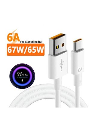 Xiaomi 67W Turbo Type-C şarj kablosu Redmi Mi Telefon Uyumlu şarj Kablosu 6A Uyumlu TURBO Şarj Data Kablosu