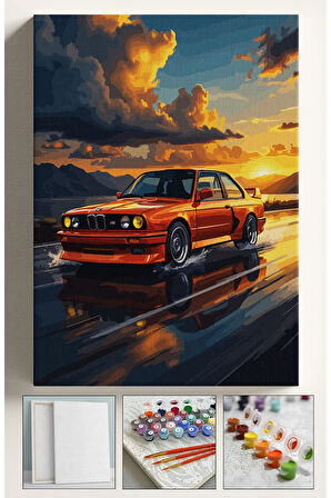 Sayılarla Boyama Seti Numaralı Tuval Fırça Boya Dahil Kasnaklı Set 40x50 Cm - TURUNCUBMW