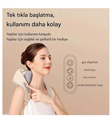 Şarjlı Kablosuz Ovmalı Maasaj Yastığı Servikal Geri Kas Rahatlatııcı Masaj Aleti