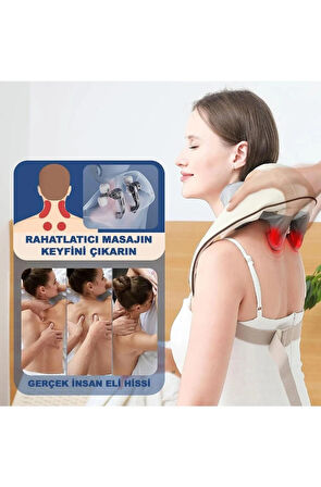 Şarjlı Kablosuz Ovmalı Maasaj Yastığı Servikal Geri Kas Rahatlatııcı Masaj Aleti