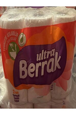 ULTRA BERRAK TUVALETE ATILIR 2 KATLI 12 RULO TUVALET KAĞIDI