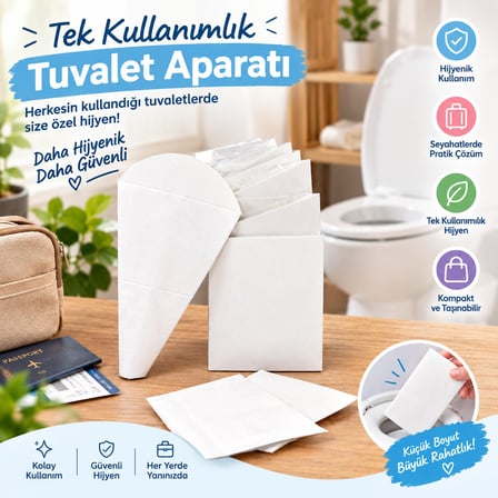 Kadın Ayakta İşeme Aparatı 12'li – Tek Kullanımlık Kadın Pisuvarı, Hijyenik Tuvalet ve Seyahat Aparatı 