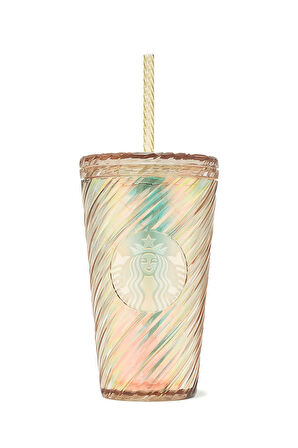 Sarı Renkli Pipetli Plastik Soğuk İçecek Bardağı-473 ml