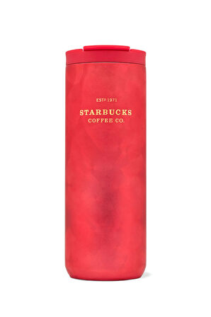 Paslanmaz Çelik Termos Fırçalanmış Kırmızı 473 ml